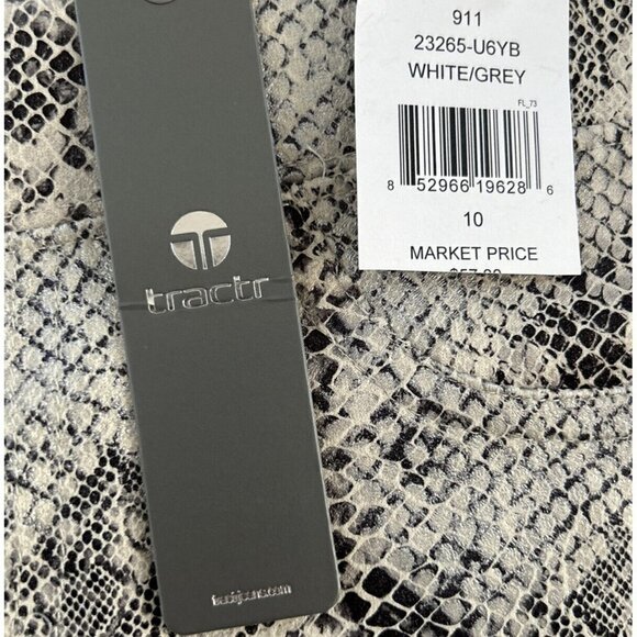 Tractr Girls Leggings Pants Snakeskin Print Stretch Pull On Ivory Gray Size 10 - Picture 2 of 4